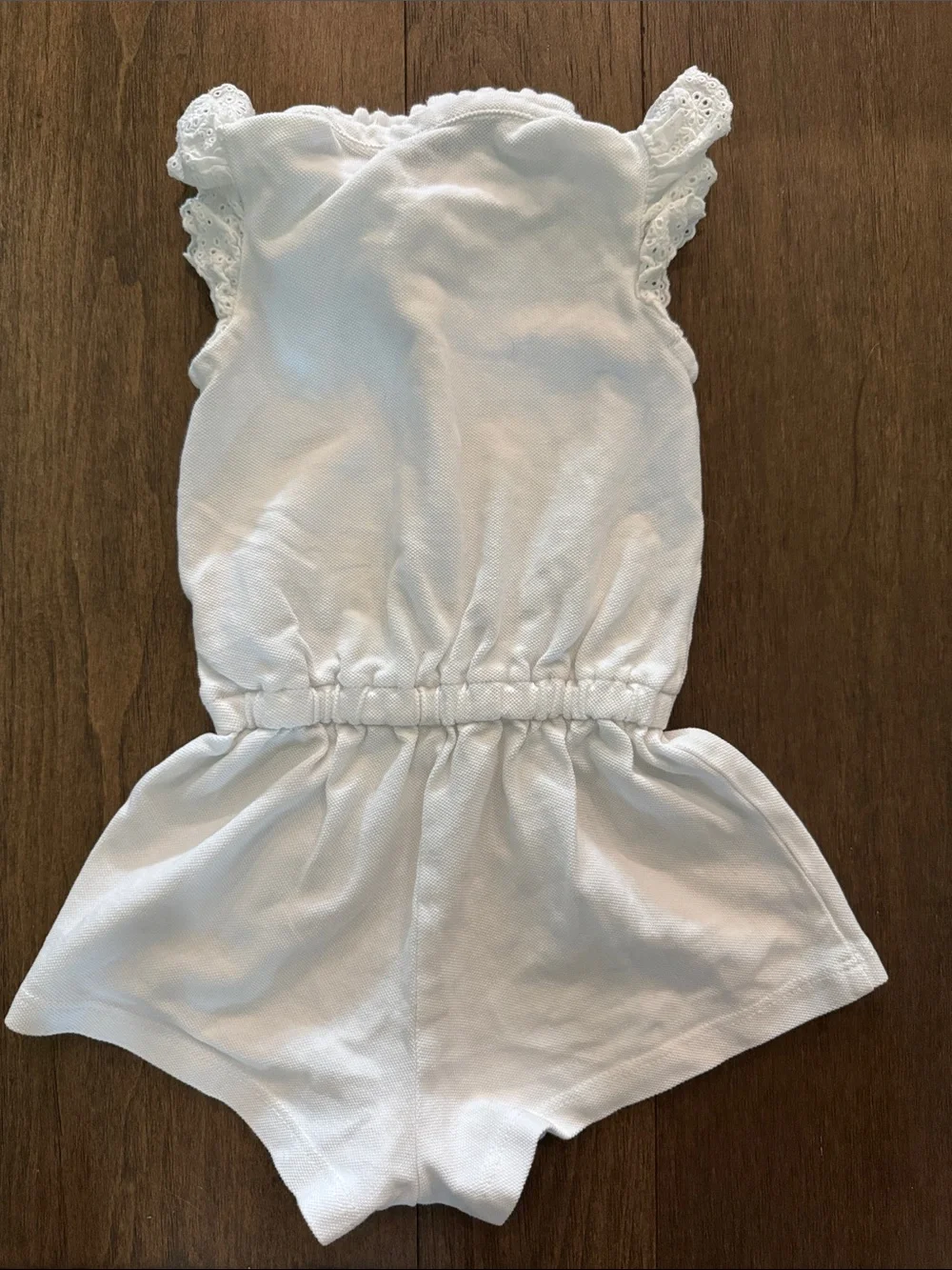 Ralph Lauren White Eyelet Sleeve Polo Romper